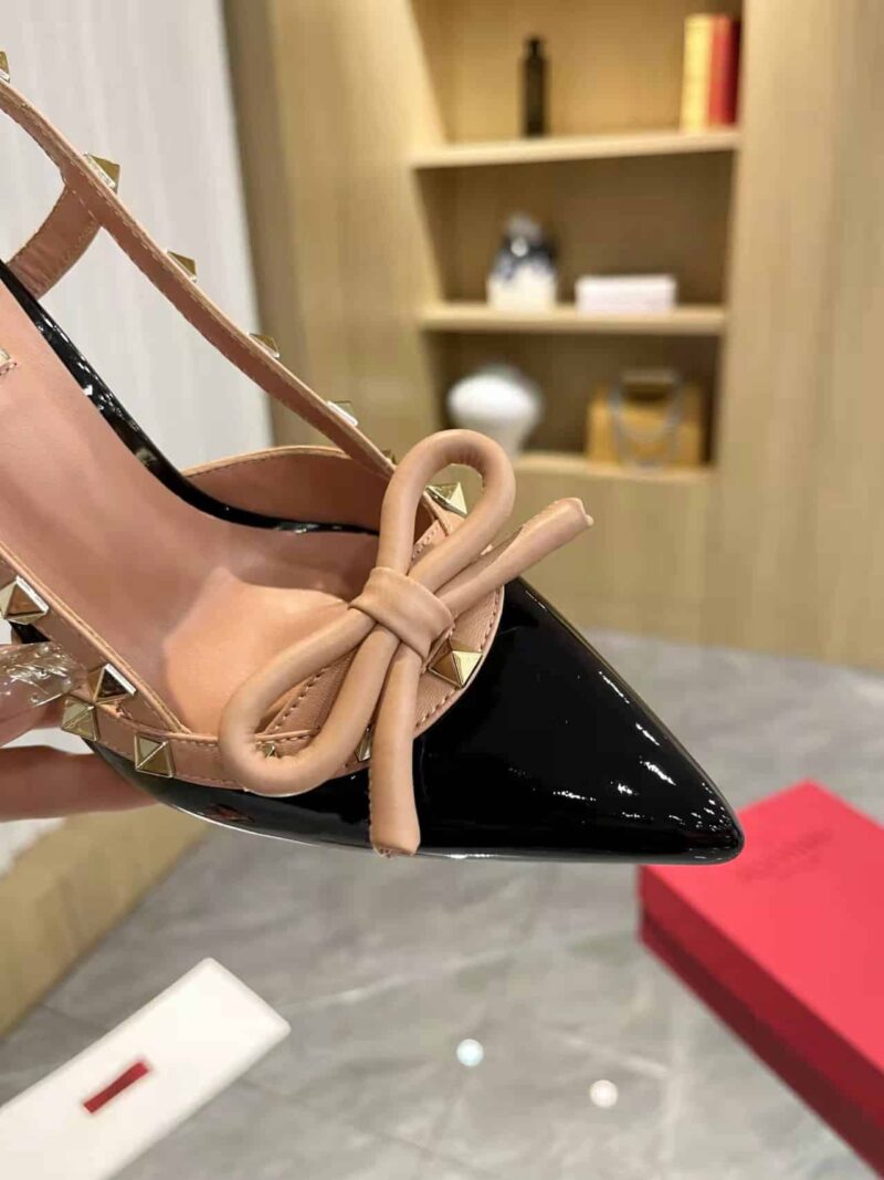 Alternative view of VALENTINO ROCKSTUD BOW 100 PATENT SLINGBACK PUMP BLACK PINK WS0IB8TZEN71