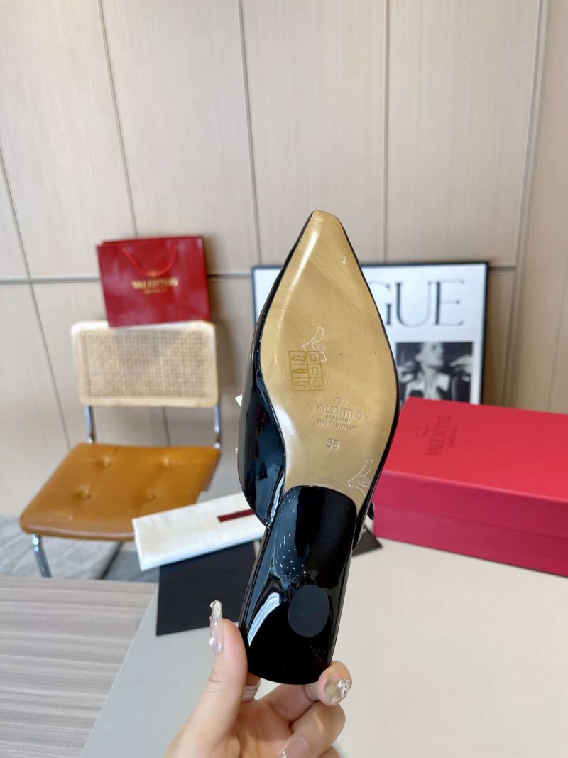 Alternative view of VALENTINO GARAVANI ROCKSTUD ASYMMETRIC PATENT LEATHER MULES BLACK