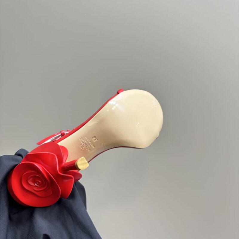 Alternative view of VALENTINO GARAVANI ARCHIVE ROSEROUCHE LEATHER HIGH HEEL IN RED