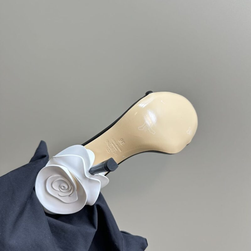 Alternative view of VALENTINO GARAVANI ARCHIVE ROSEROUCHE LEATHER HIGH HEEL IN BLACK