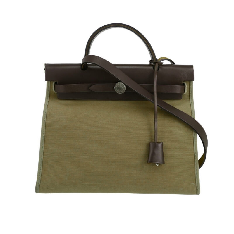 HERMES HERBAG ZIP 31 BAG GREEN KHAKI 31CM