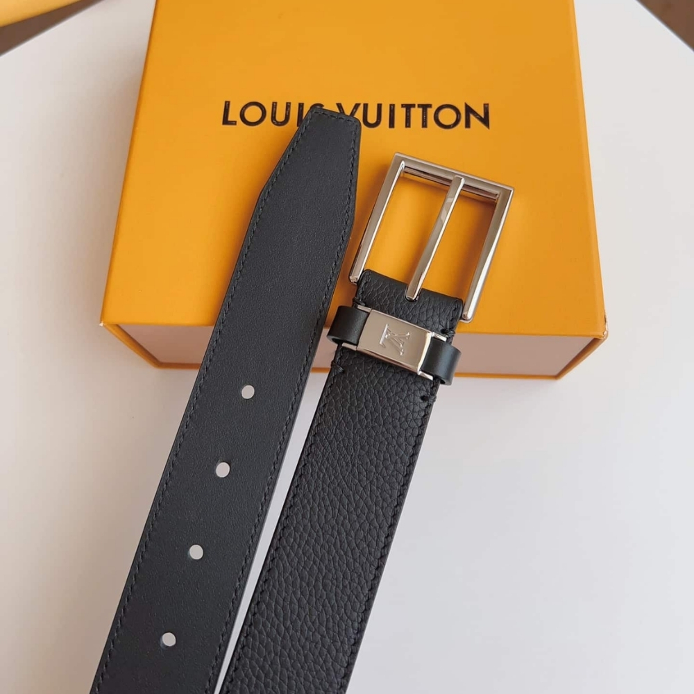 Louis Vuitton LV City Pin Belt Silver Hardware Black 35Mm M0542S - Image 3