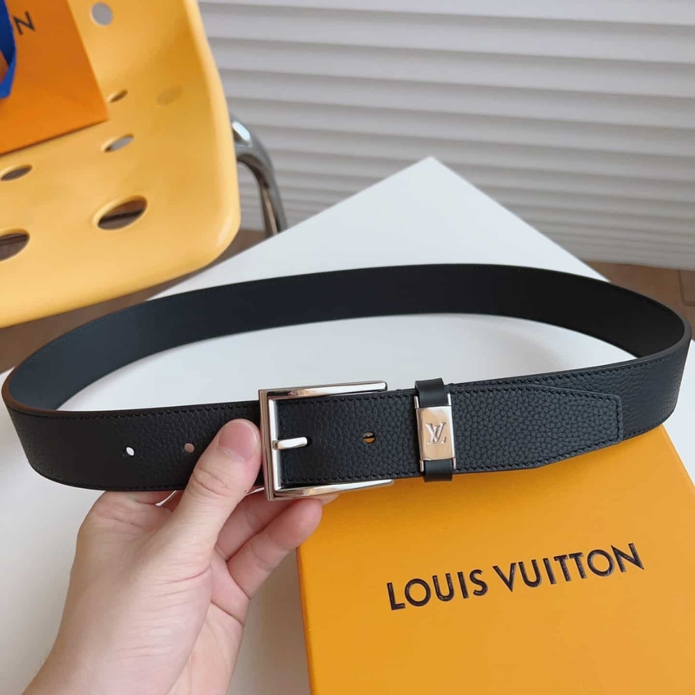 Louis Vuitton LV City Pin Belt Silver Hardware Black 35Mm M0542S - Image 2