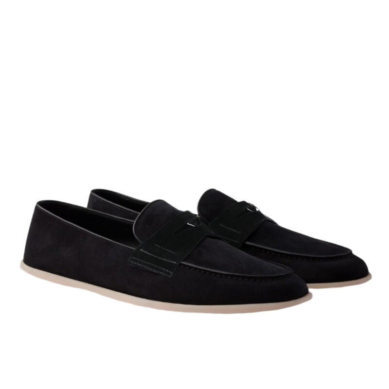 PRADA MEN'S SUEDE LOAFERS LEATHER BLACK