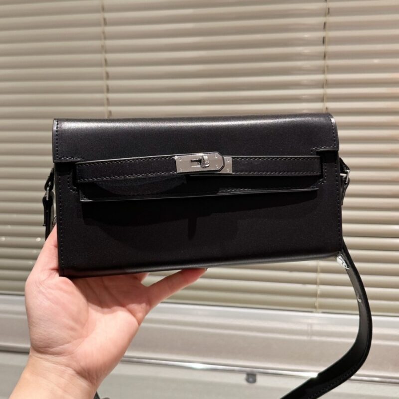 Alternative view of HERMES KELLY CLASSIQUE TO GO WALLET BLACK SILVER HARDWARE 19CM H080253CK89