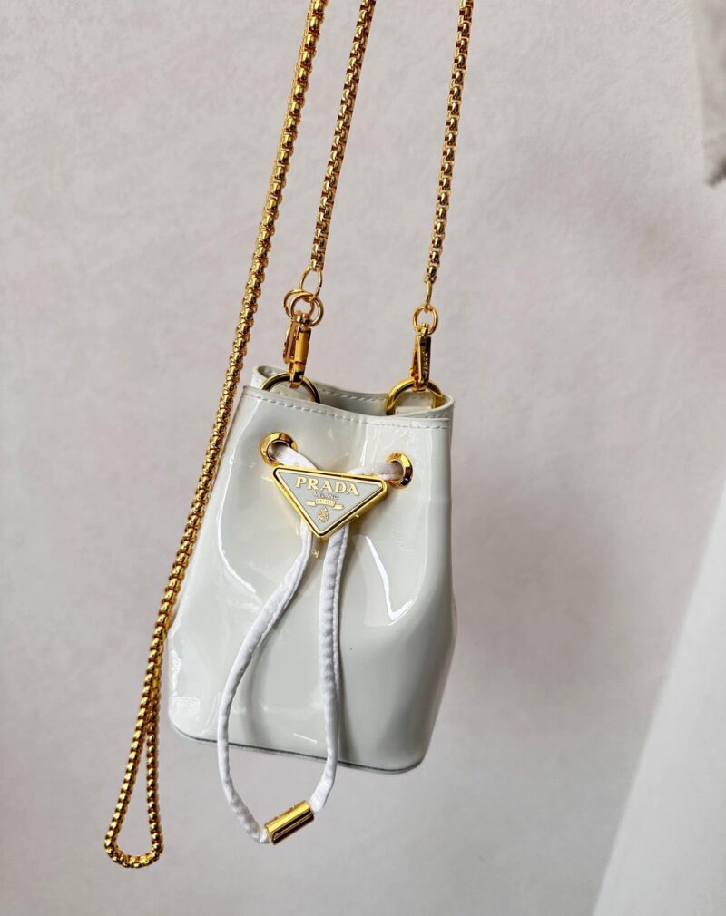 Alternative view of PRADA PATENT LEATHER MINI POUCH WHITE 14CM