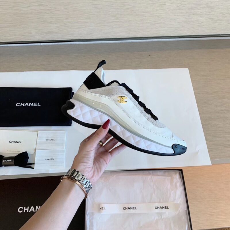 Alternative view of CHANEL VELVET SNEAKERS IVORY AND BLACK G35617