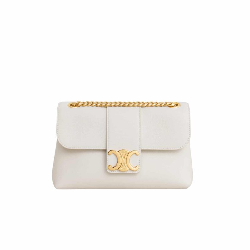 CELINE MEDIUM CELINE VICTOIRE BAG IN SUPPLE WHITE 23CM 116593FDU 01BC