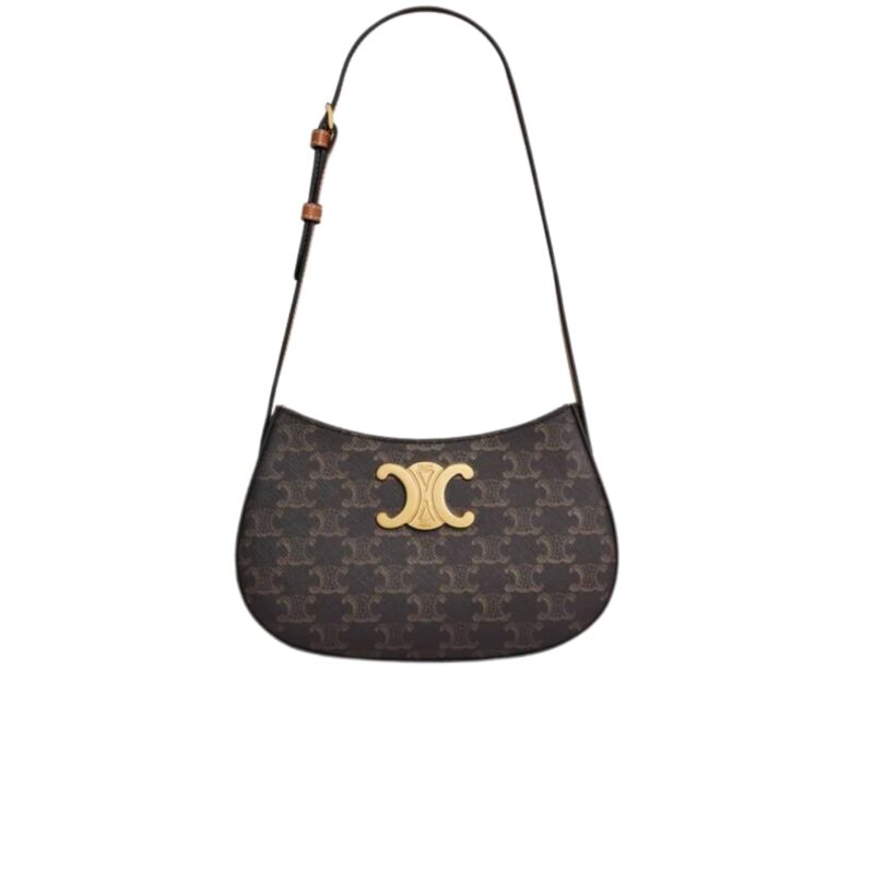 CELINE MEDIUM TILLY BAG IN TRIOMPHE CANVAS AND TAN 21CM 115702CUZ 04LU