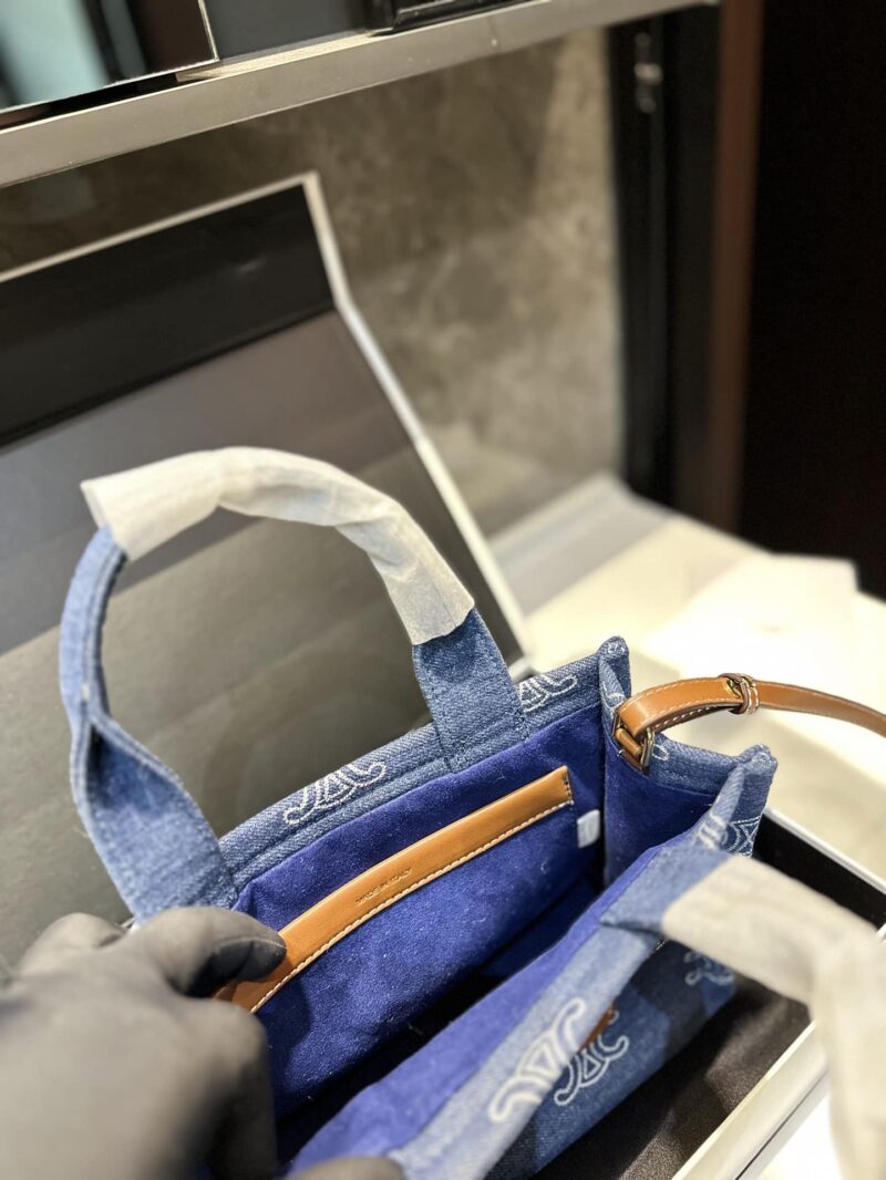 Alternative view of CELINE TRIOMPHE SMALL CABAS THAIS IN DENIM NAVY 25CM 199162FED 07AT