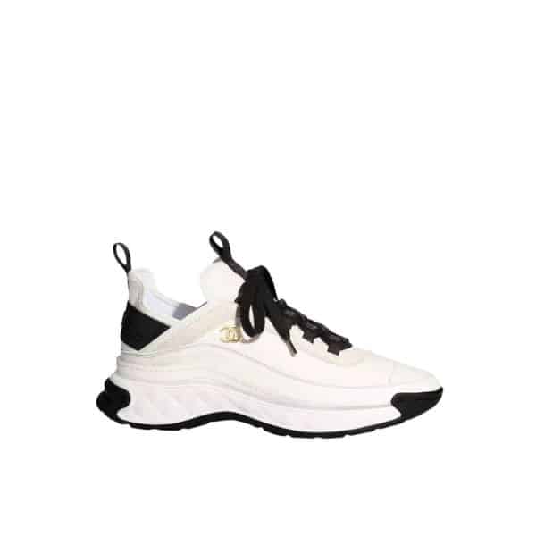 CHANEL VELVET SNEAKERS IVORY AND BLACK G35617