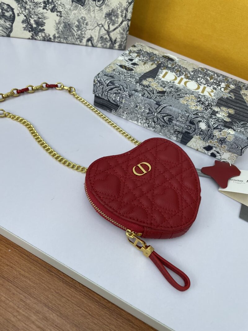 Alternative view of DIOR CARO HEART POUCH WITH CHAIN RED S5097UNID M61R