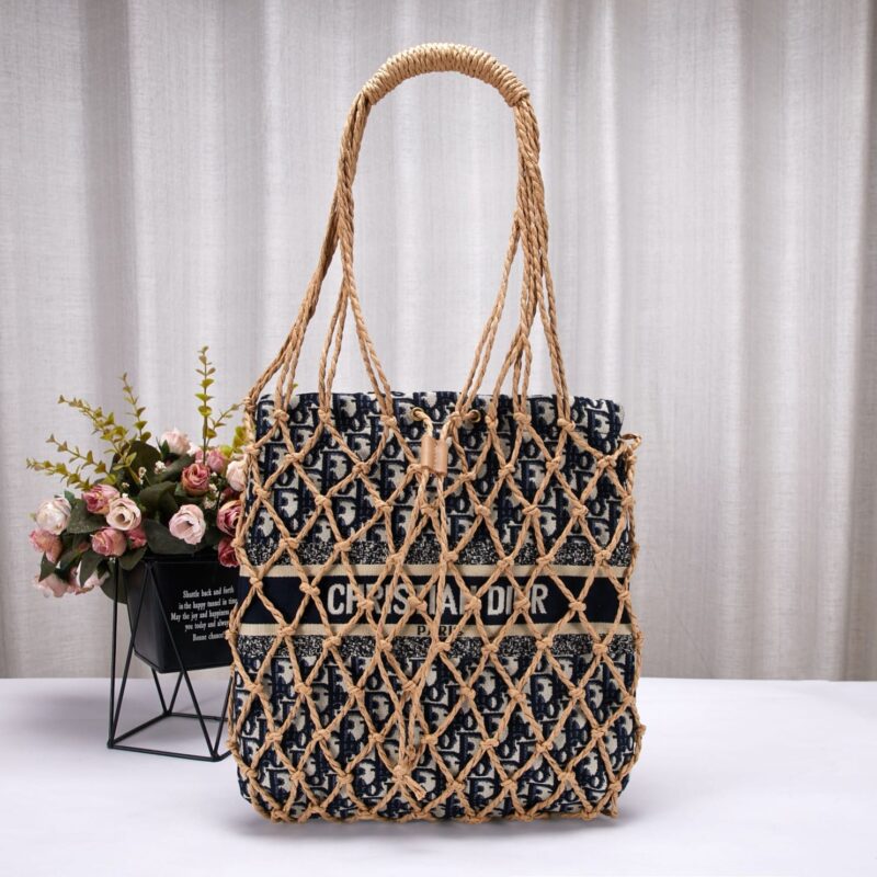 Alternative view of DIOR NET TOTE BAG OBLIQUE TECHNICAL FABRIC BLUE 55CM