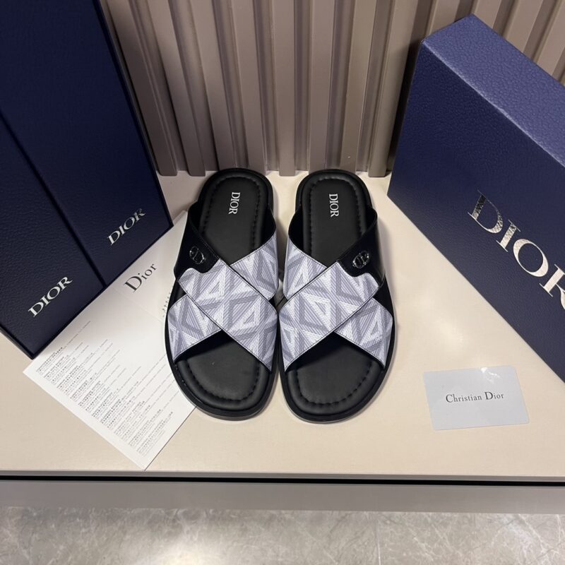 Alternative view of DIOR ALIAS SANDAL GRAINED DIAMOND CANVAS WITH LEATHER GRAY