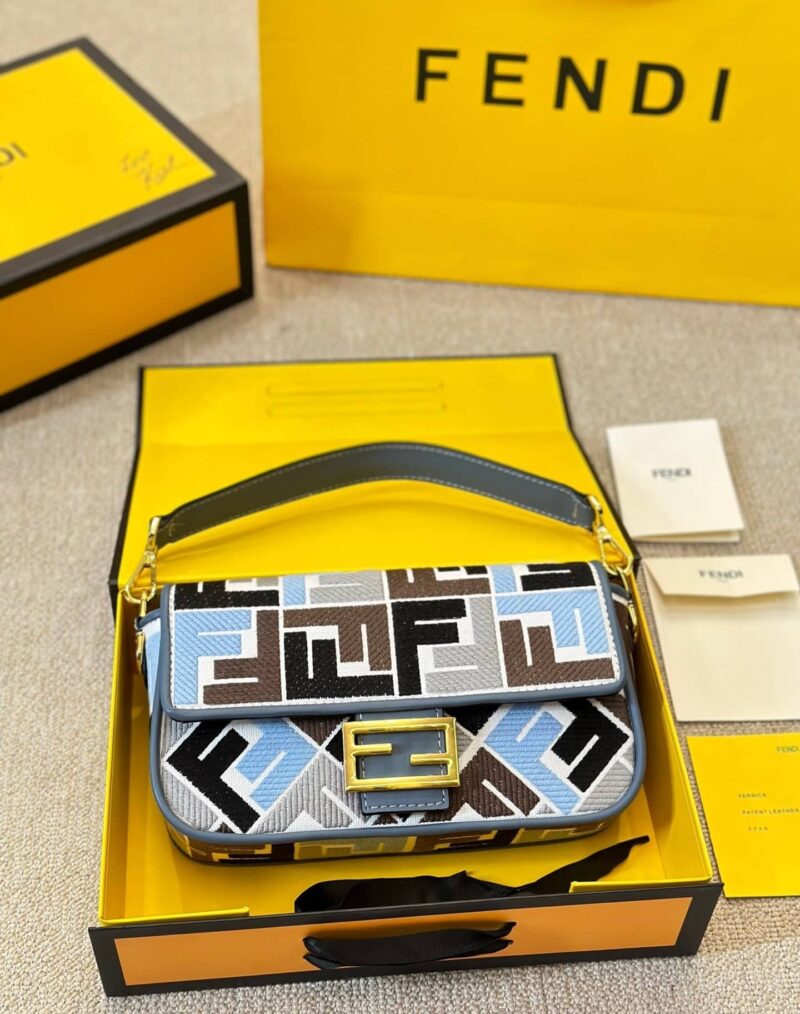 Alternative view of FENDI BAGUETTE FF EMBROIDERED SHOULDER BAG MULTICOLOR 26CM