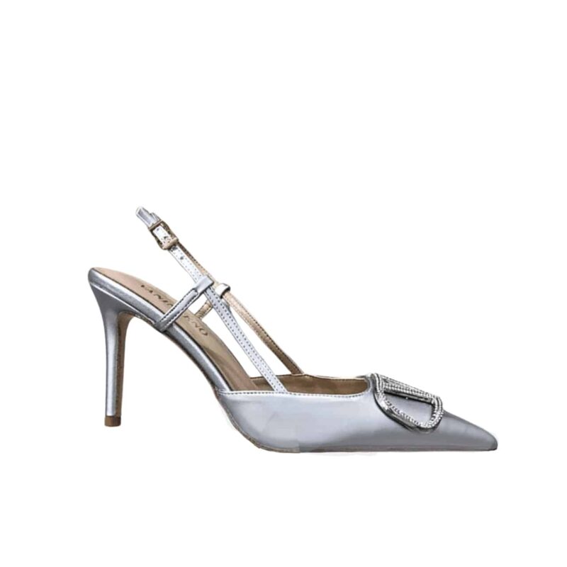 VALENTINO GARAVANI VLOGO WOVEN SLINGBACK PUMPS SILVER
