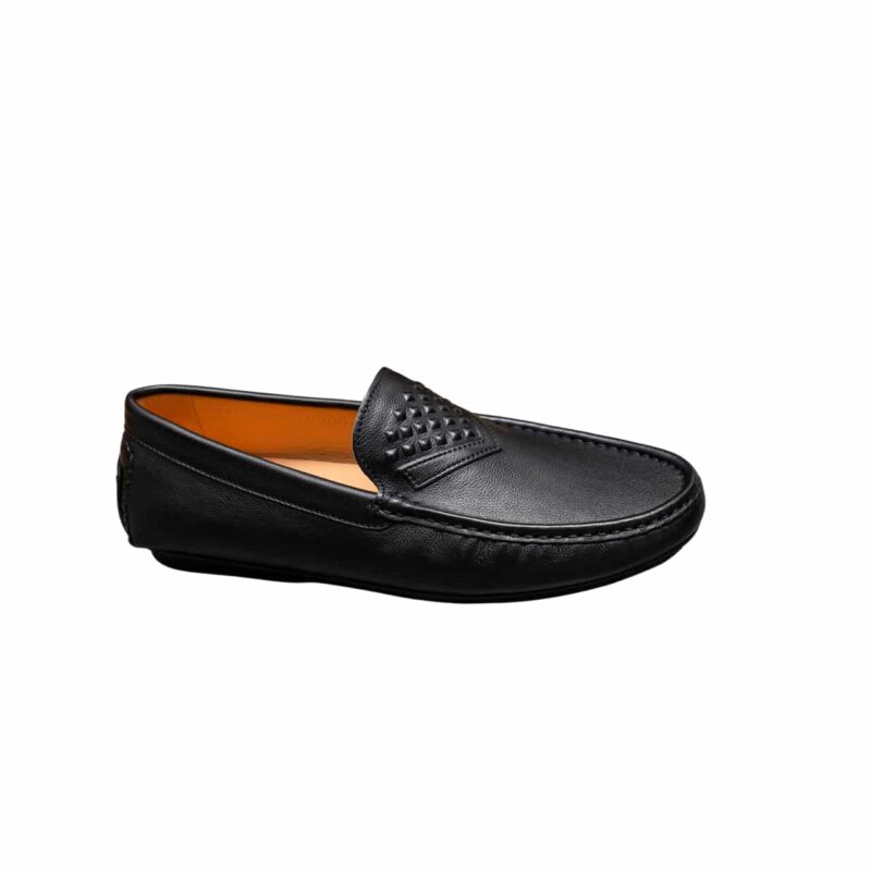 LOUIS VUITTON LOAFERS EMBOSSED LEATHER MOCCASIN BLACK