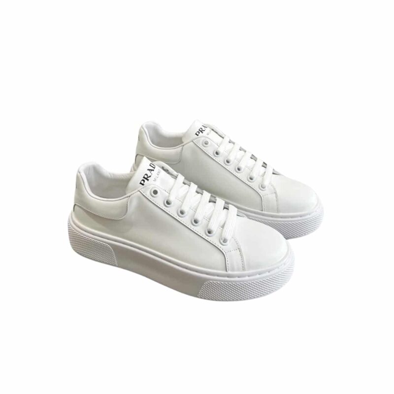 PRADA SNEAKERS IN WHITE LEATHER WITH WHITE