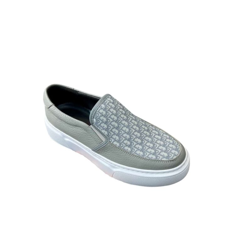 DIOR MEN’S SLIP ON LEATHER AND GREY