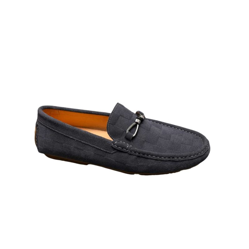 LOUIS VUITTON LV DAMIER SUEDE LEATHER LOAFERS IN GREY