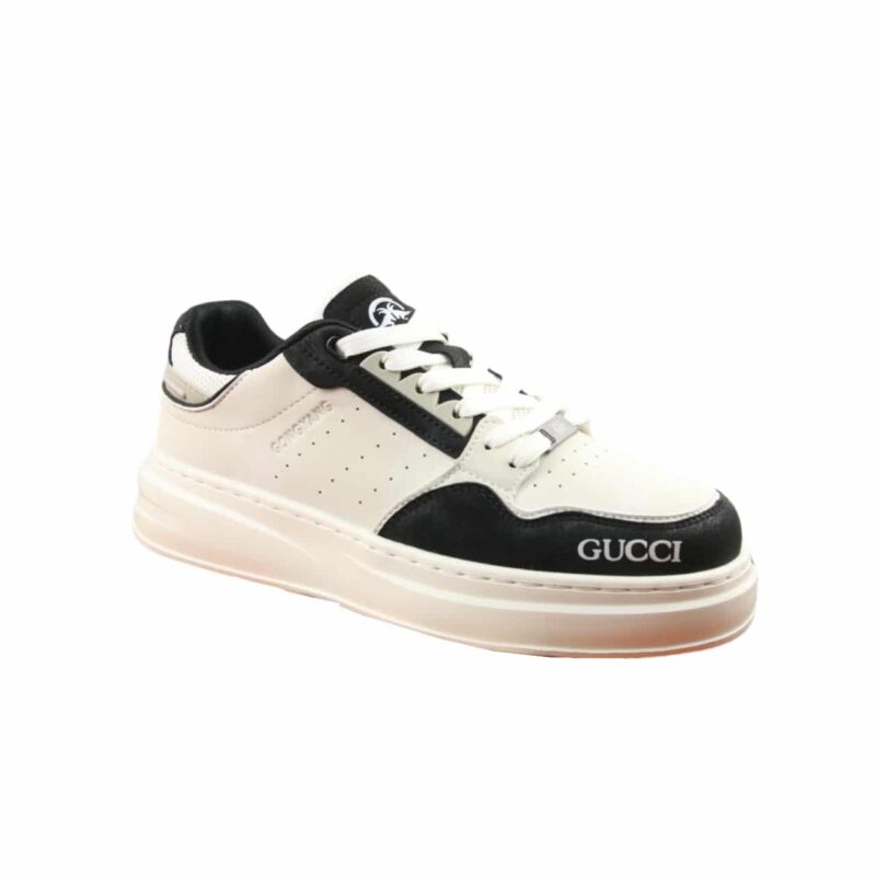 GUCCI GG SNEAKER LEATHER IN WHITE AND BLACK