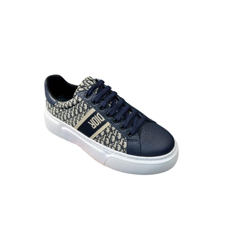 DIOR MEN'S SNEAKERS CD EMBROIDERED CANVAS LOW DEEP BLUE