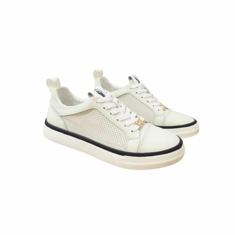 GUCCI MEN’S PLATFORM SNEAKERS LEATHER WHITE WITH BLACK EDGE