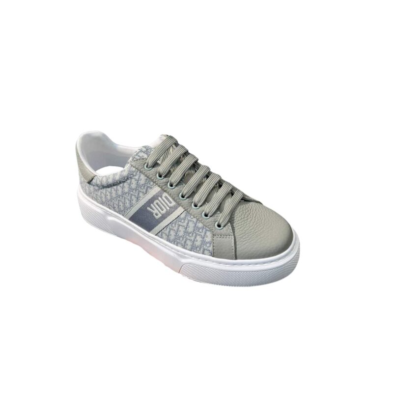 DIOR MEN'S SNEAKERS CD EMBROIDERED CANVAS LOW GREY