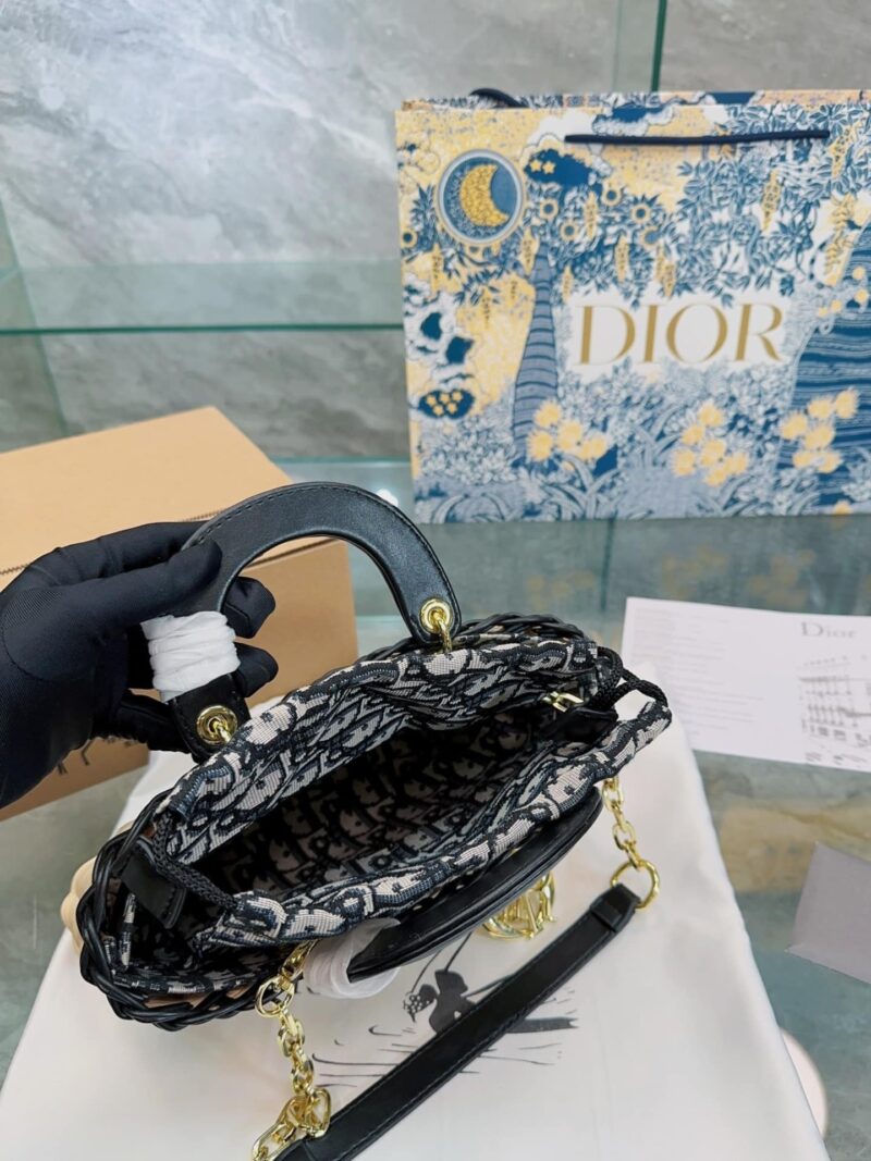 Alternative view of DIOR LADY D JOY BAG OBLIQUE JACQUARD NATURAL WICKER AND BLUE 25CM S09105MVZ M918