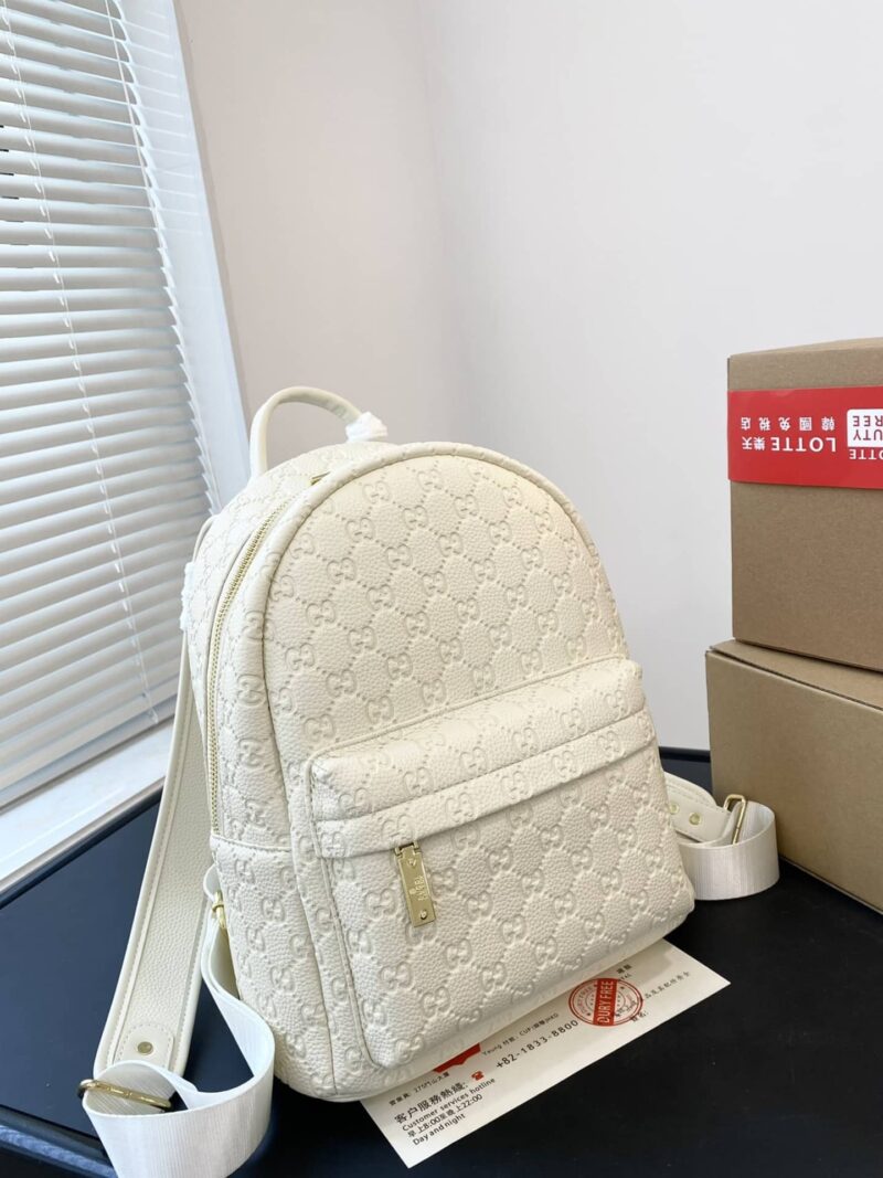 Alternative view of GUCCI GG EMBOSSED LEATHER BACKPACK WHITE 26CM