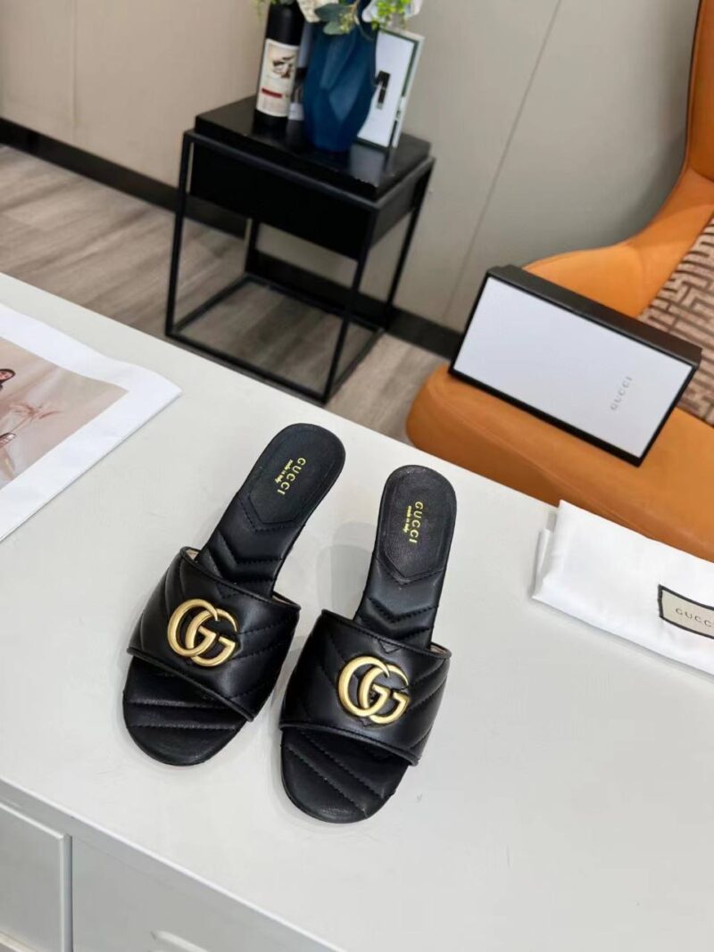 Alternative view of GUCCI MARMONT DOUBLE G SLIDE SANDAL BLACK 674839 BKO00 1000