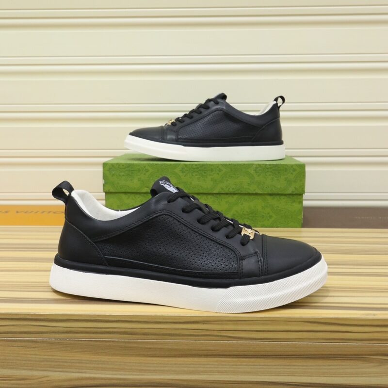 Alternative view of GUCCI MEN’S PLATFORM SNEAKERS LEATHER BLACK AND BLACK EDGE