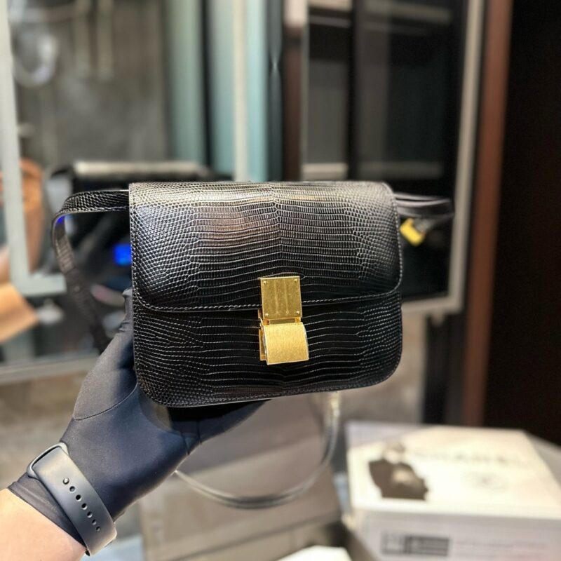 Alternative view of CELINE SMALL CLASSIC BAG IN LIZARD BLACK 18CM