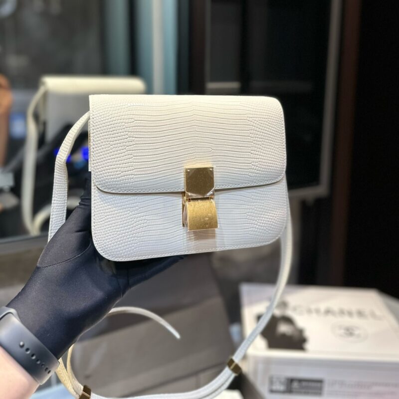 Alternative view of CELINE SMALL CLASSIC BAG IN LIZARD WHITE 18CM