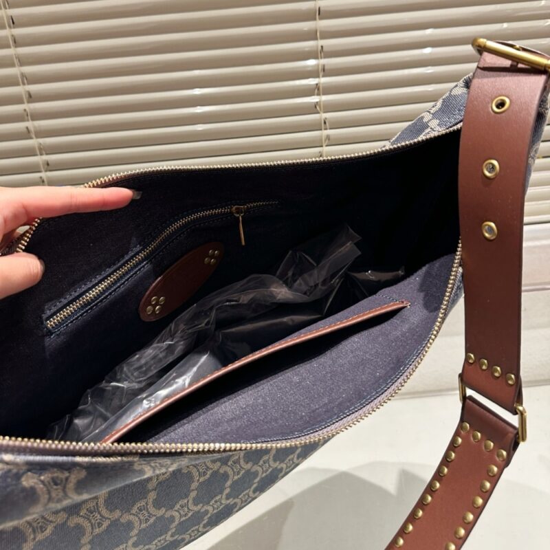 Alternative view of CELINE MACADAM DENIM SHOULDER BAG BLUE NAVY 48CM