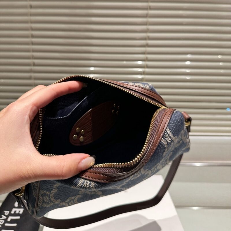 Alternative view of CELINE TRIOMPHE BAGUETTE BAG IN DENIM BLUE 22CM