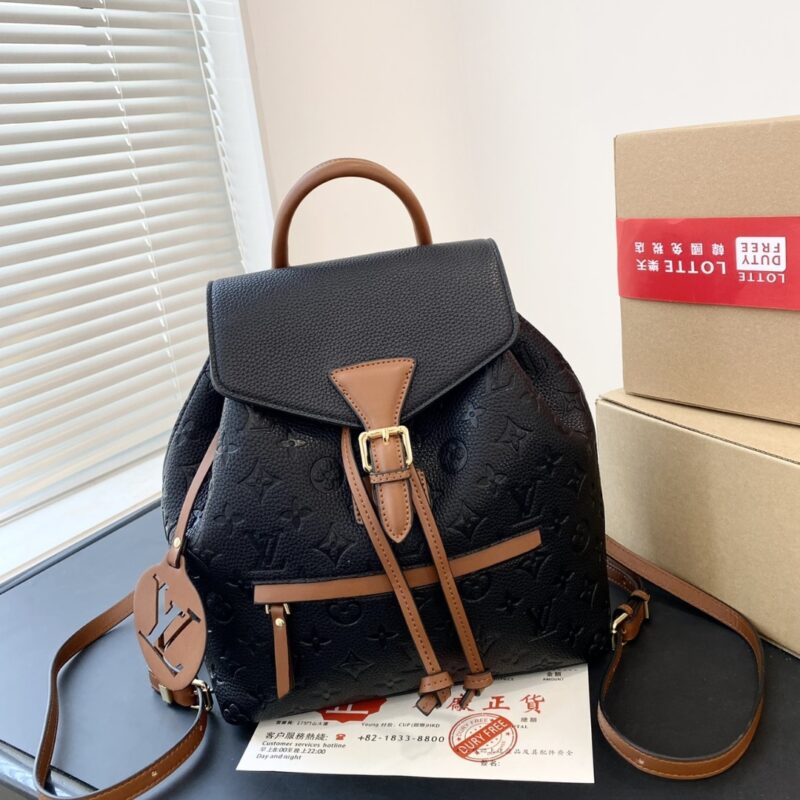 Alternative view of LOUIS VUITTON MONTSOURIS BACKPACK EMPREINTE BLACK AND BROWN 25CM