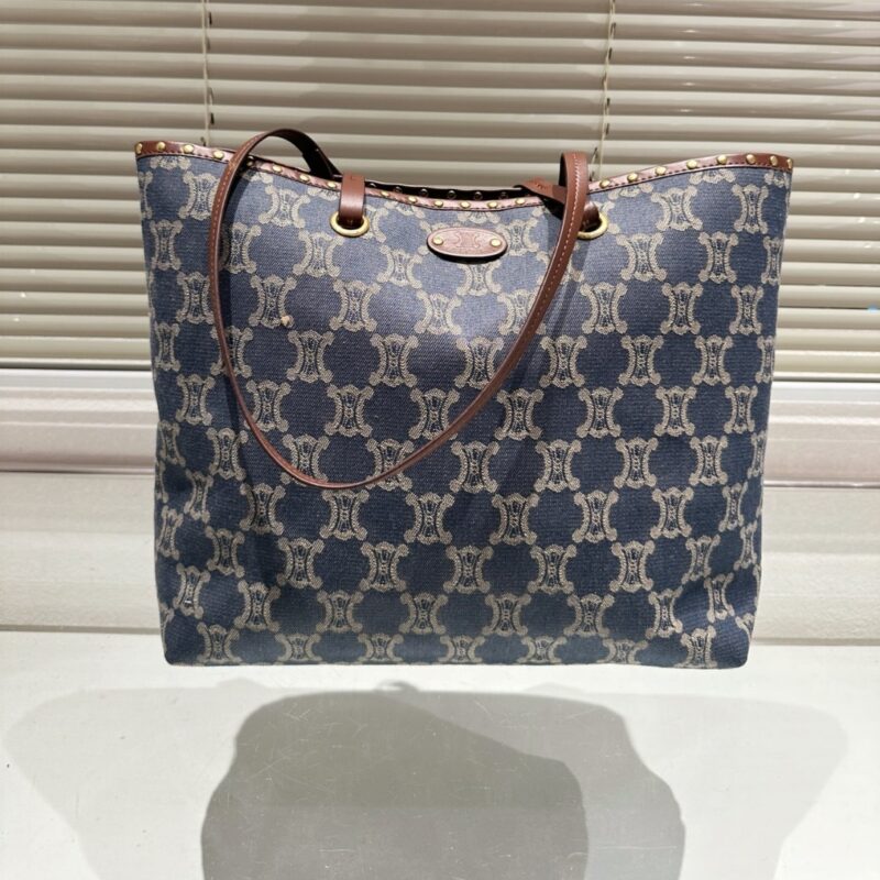 Alternative view of CELINE MACADAM DENIM TOTE BAG INDIGO NAVY BLUE 34CM