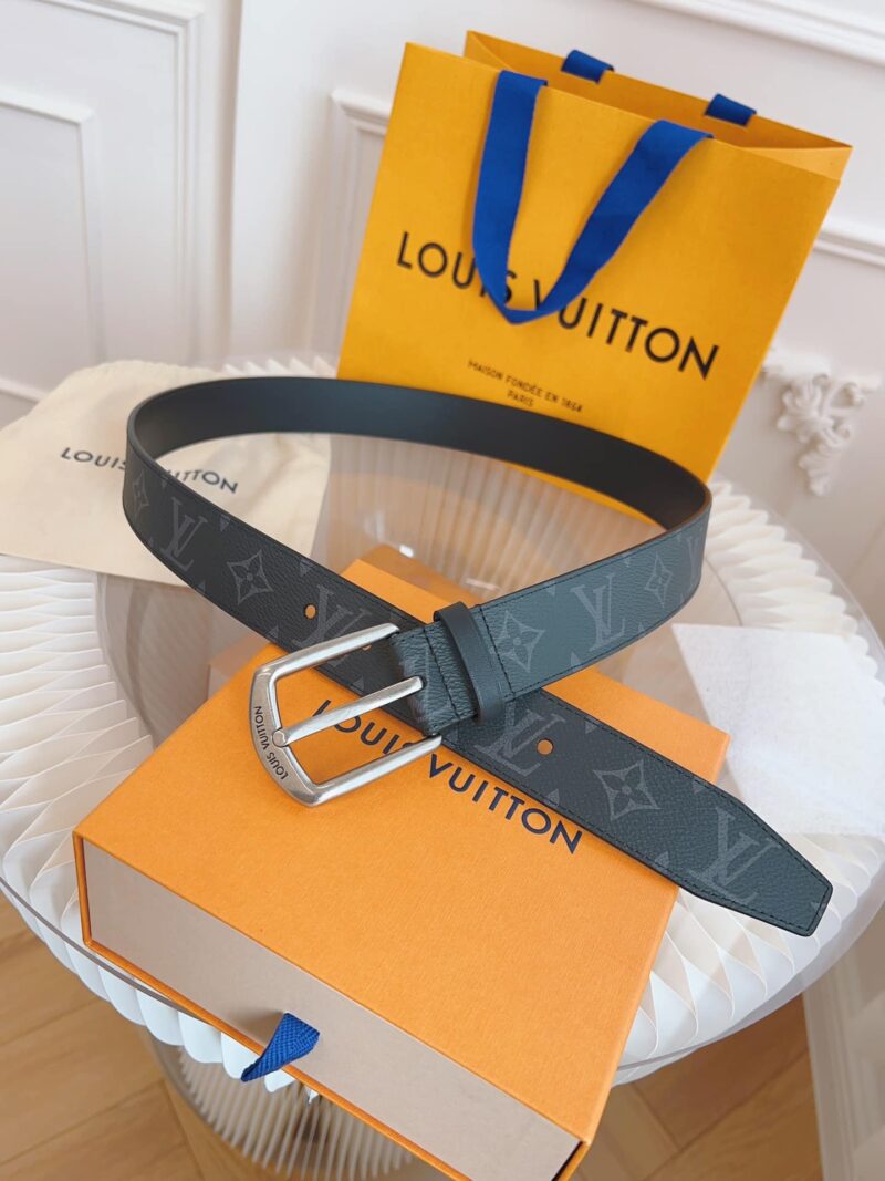 Alternative view of LOUIS VUITTON BELT MONOGRAM LEATHER BLACK SILVER HARDWARE 35MM