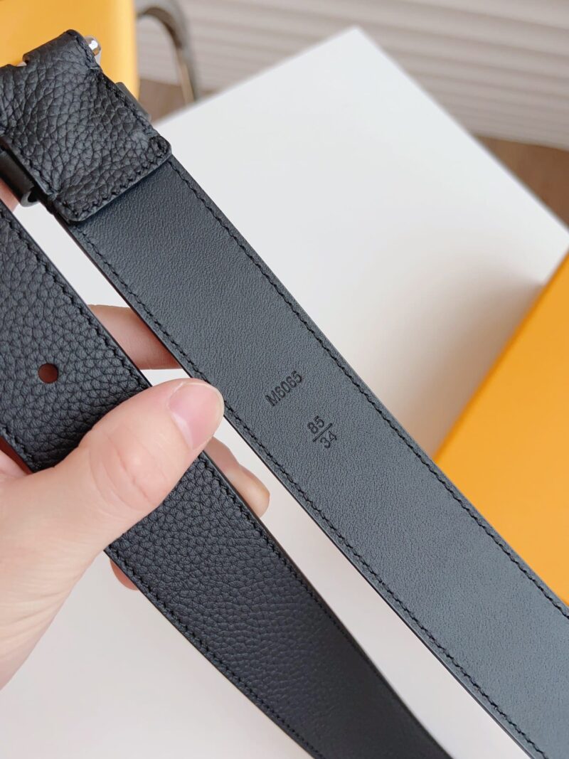 Alternative view of LOUIS VUITTON LV CITY PIN BELT SILVER HARDWARE BLACK 35MM M0542S