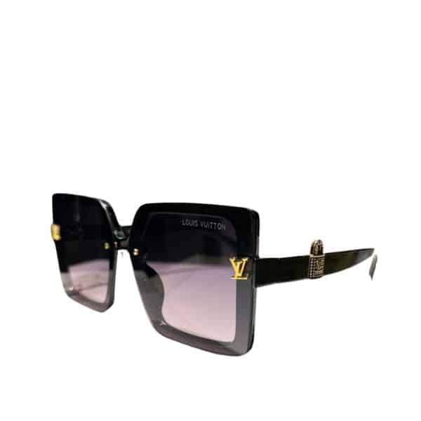 LOUIS VUITTON LOCK SQUARE SUNGLASSES BLACK AND PURPLE