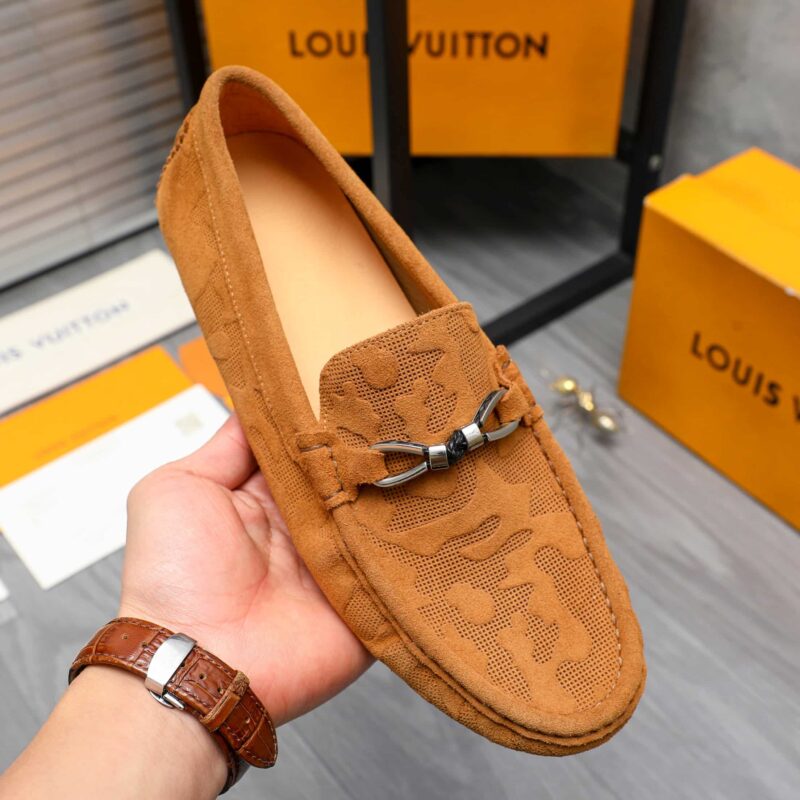 Alternative view of LOUIS VUITTON LEATHER LOAFERS FOR MEN SILVER HARDWARE BROWN