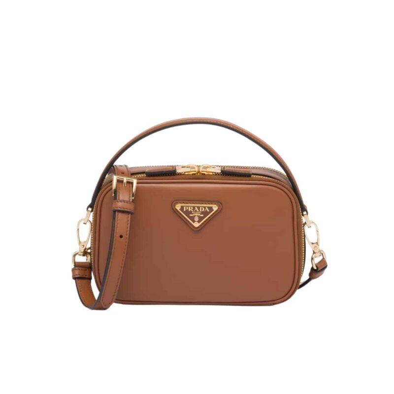 PRADA ODETTE LEATHER MINI BAG BROWN 18CM 1BH203 ASK F0XUG V OVO