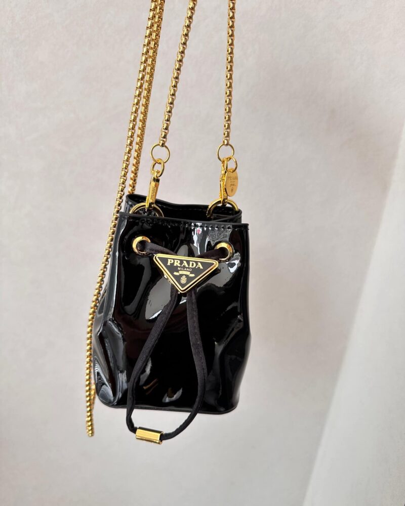 Alternative view of PRADA PATENT LEATHER MINI POUCH BLACK 14CM