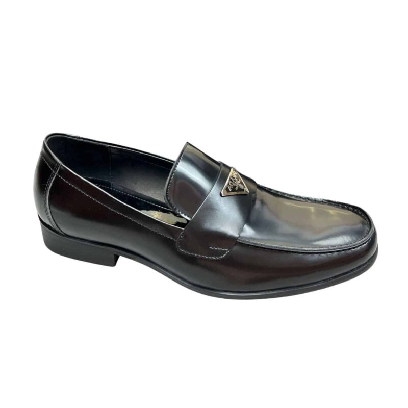 PRADA BRUSHED LEATHER LOAFERS TRIANGLE BLACK 2DB180 P39 F0002 F G001