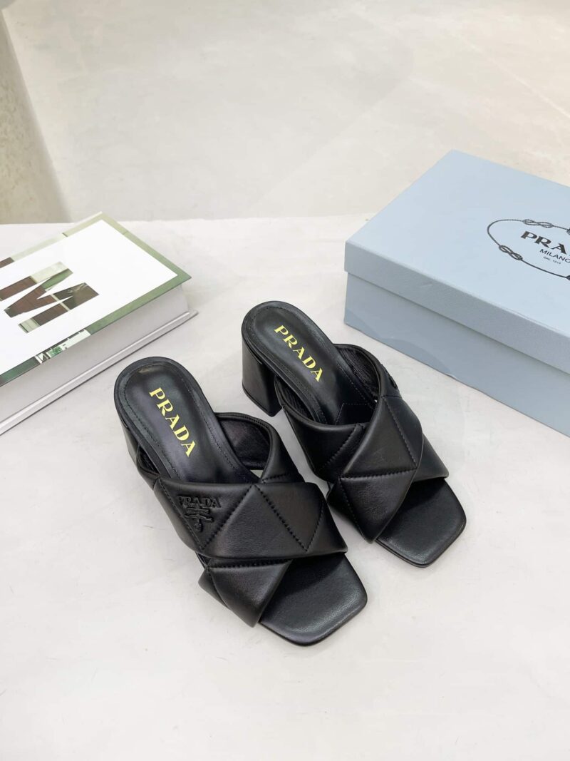 Alternative view of PRADA CROSSOVER NAPPA LEATHER SANDALS IN BLACK