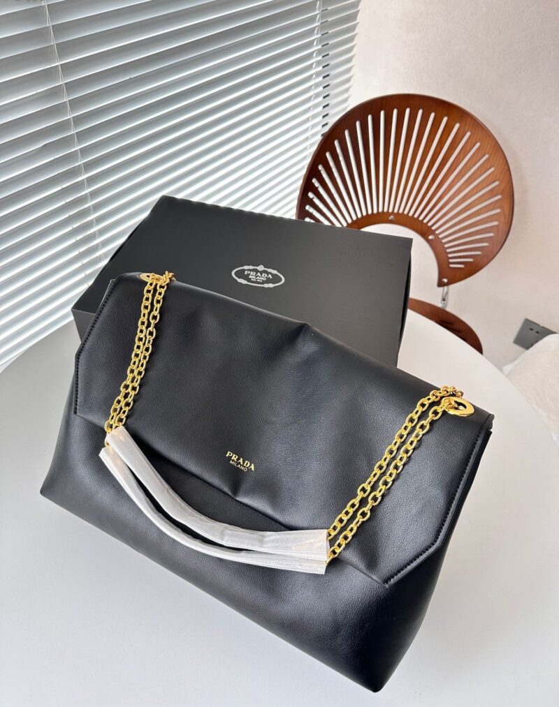 Alternative view of PRADA MEDIUM LEATHER SHOULDER BAG BLACK 38CM 1BD367 2CYS F0002 V OOO