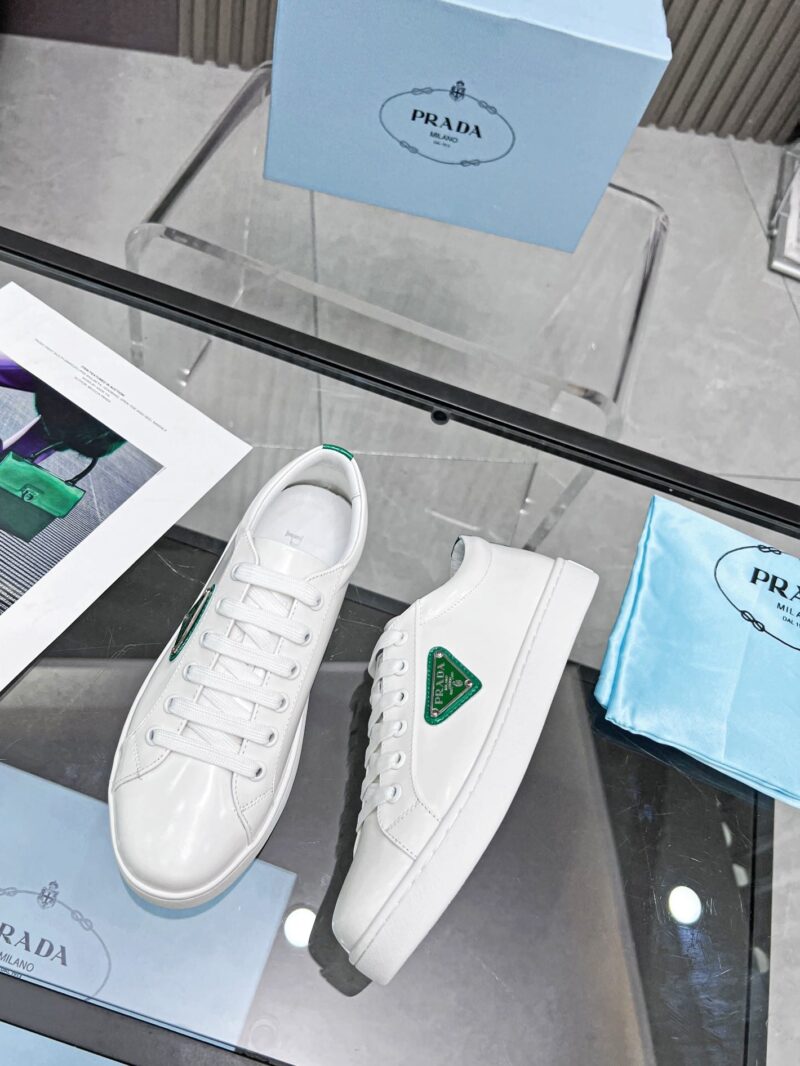 Alternative view of PRADA BRUSHED SNEAKERS LEATHER WHITE WHITE MANGO 2EE376 3F0E F0DJT