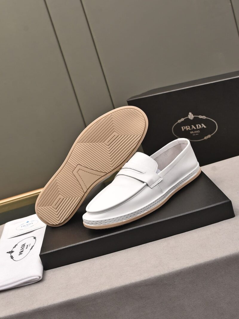 Alternative view of PRADA MEN'S FLAT LOAFERS LEATHER WHITE