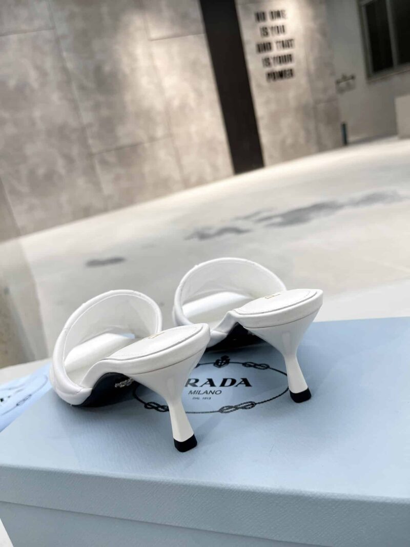 Alternative view of PRADA QUILTED NAPPA LEATHER HEELED SANDALS WHITE 1XX583 038 F0009 F B065